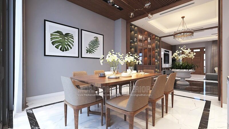 Bộ bàn ăn gỗ óc chó 8 ghế hiện đại đẹp cho chung cư, biệt thự, nhà phố. Thiết kế nội thất biệt thự tại Hà Nội